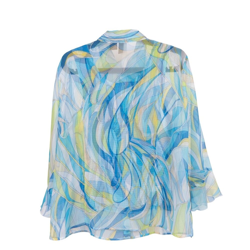 Sere Nade Y2K Sheer Blouse Tank Set XL Blue Green Abstract Swirl Boho Fairy - Picture 5 of 7